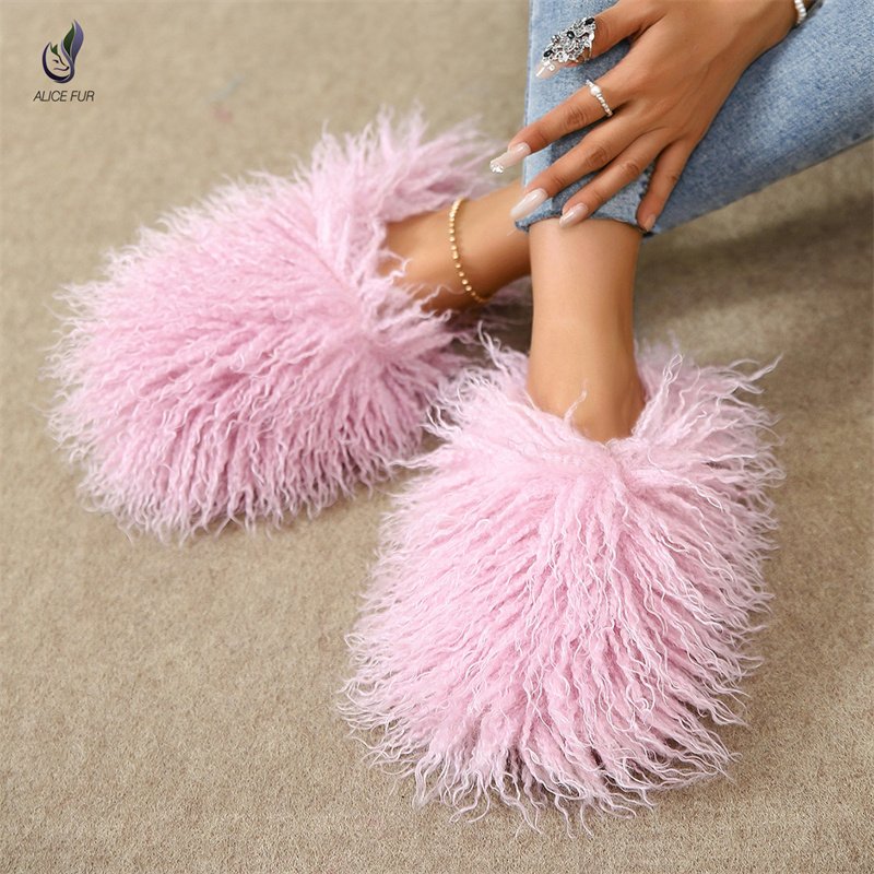 High Quality Winter Warm Home Indoor Slippers Shoes Fluffy Faux fur Fashion Fur Slippers For Women