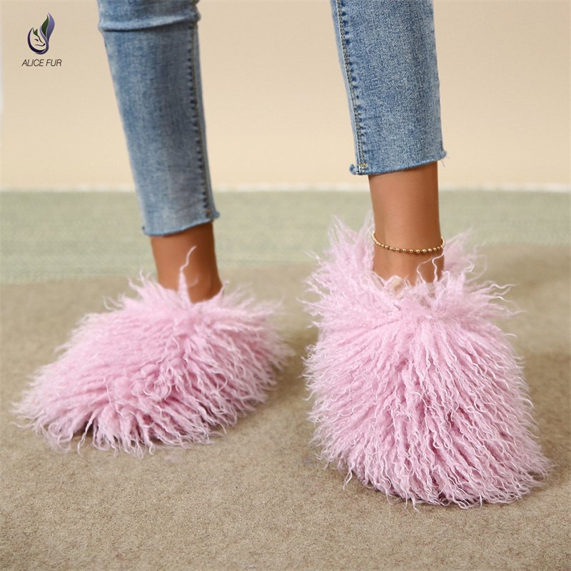 High Quality Winter Warm Home Indoor Slippers Shoes Fluffy Faux fur Fashion Fur Slippers For Women