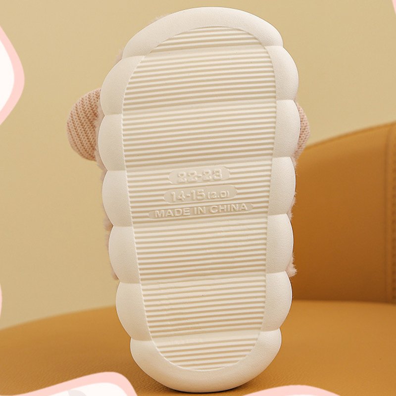 HONOUR ME Cute Papa Mommy Kids Slippers Warm Terry Face Slides Soft Women Fluffy Home Indoor Slippers