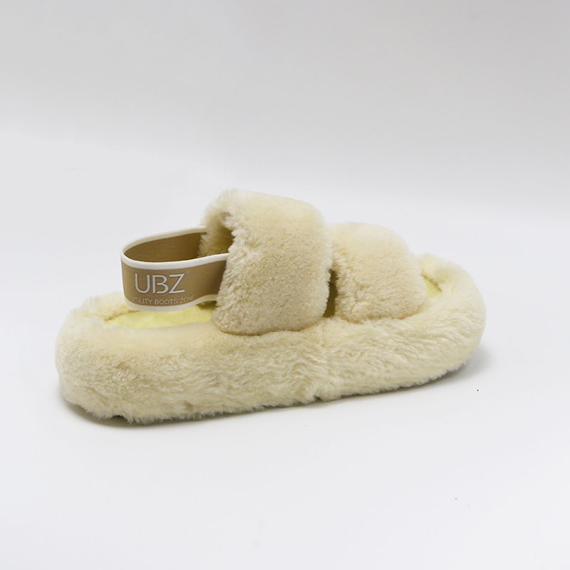 Fluffy Fur Slippers Women Warm Open Toe Plush Memory Foam Thick Bottom Slide Slippers Home Winter Indoor Shoes
