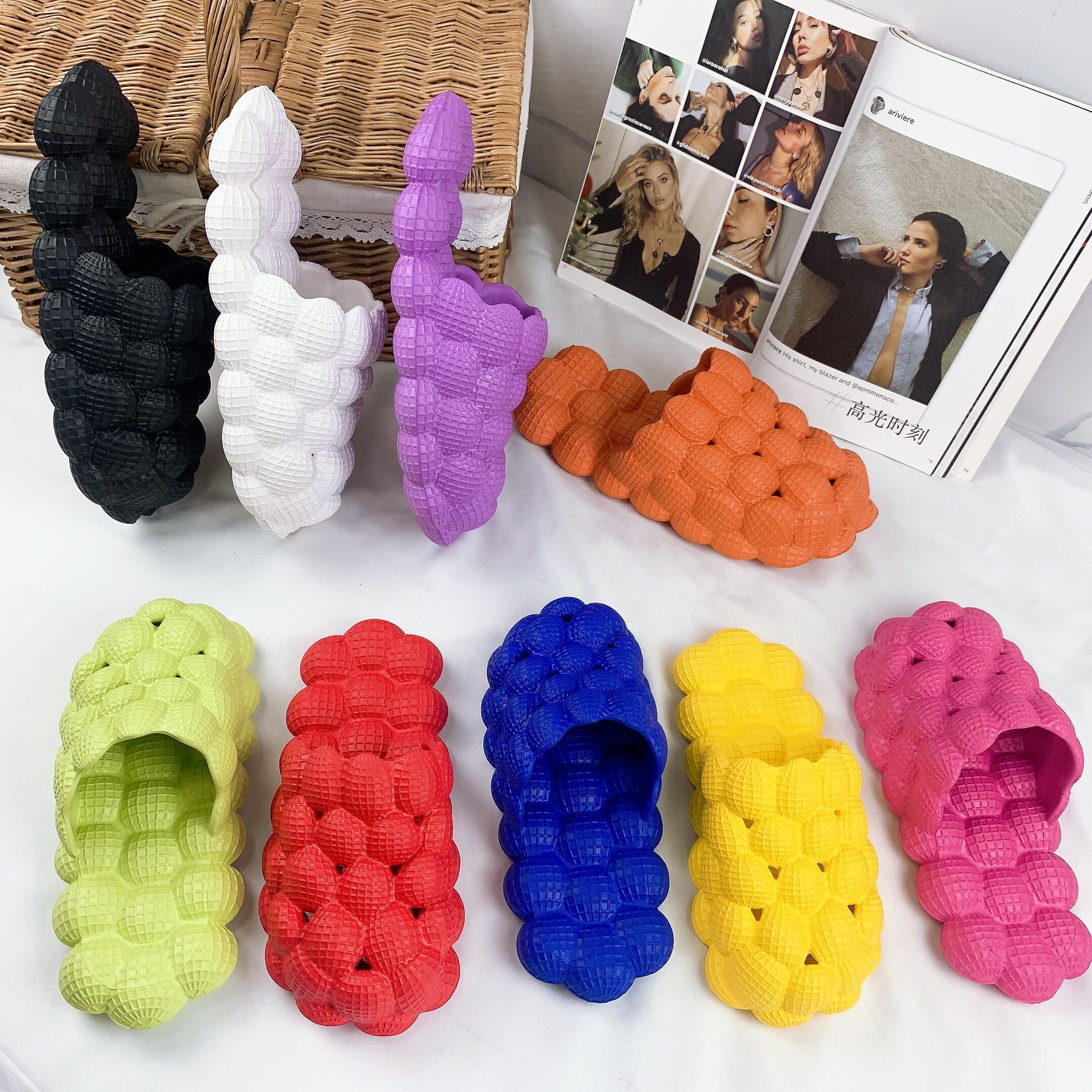 EVA Unisex Summer Bubble Slide Lady Shoes Massage Bottom Men Sandals Fashion Waterproof Flip Flop Pillow Slippers