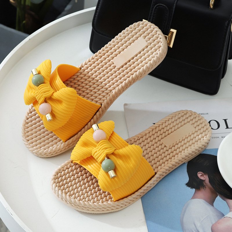 The Women Slippers Double Bow Design Ladies Slides High Quality Woman Sandlers With A Cheap Price