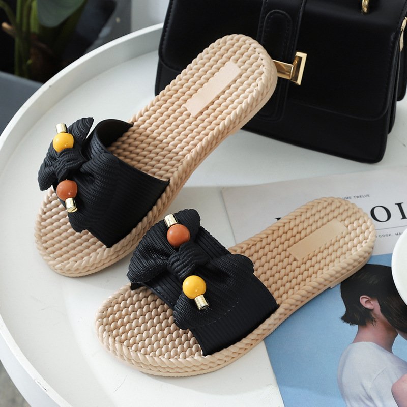 The Women Slippers Double Bow Design Ladies Slides High Quality Woman Sandlers With A Cheap Price