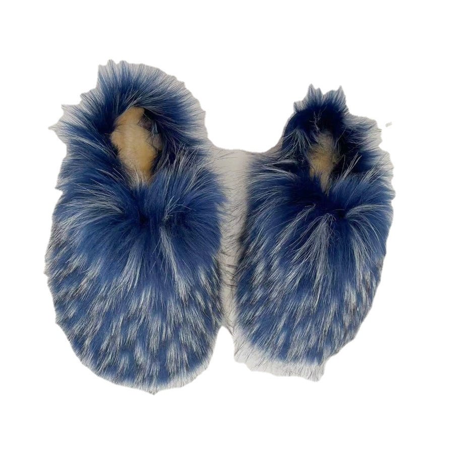 Summer Spring Women's Indoor 2024 Hot Selling Faux Raccoon Fur Slides Custom Logo Faux Raccoon flip flopss