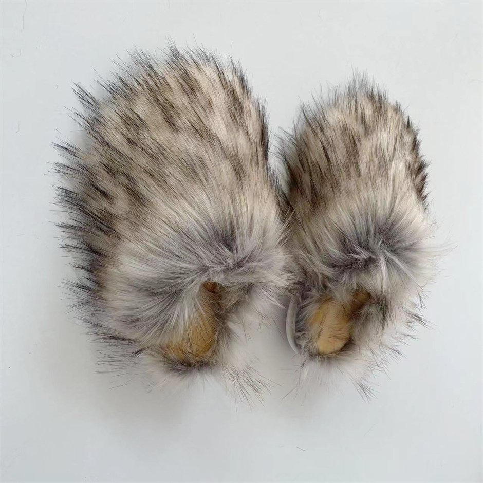 Summer Spring Women's Indoor 2024 Hot Selling Faux Raccoon Fur Slides Custom Logo Faux Raccoon flip flopss