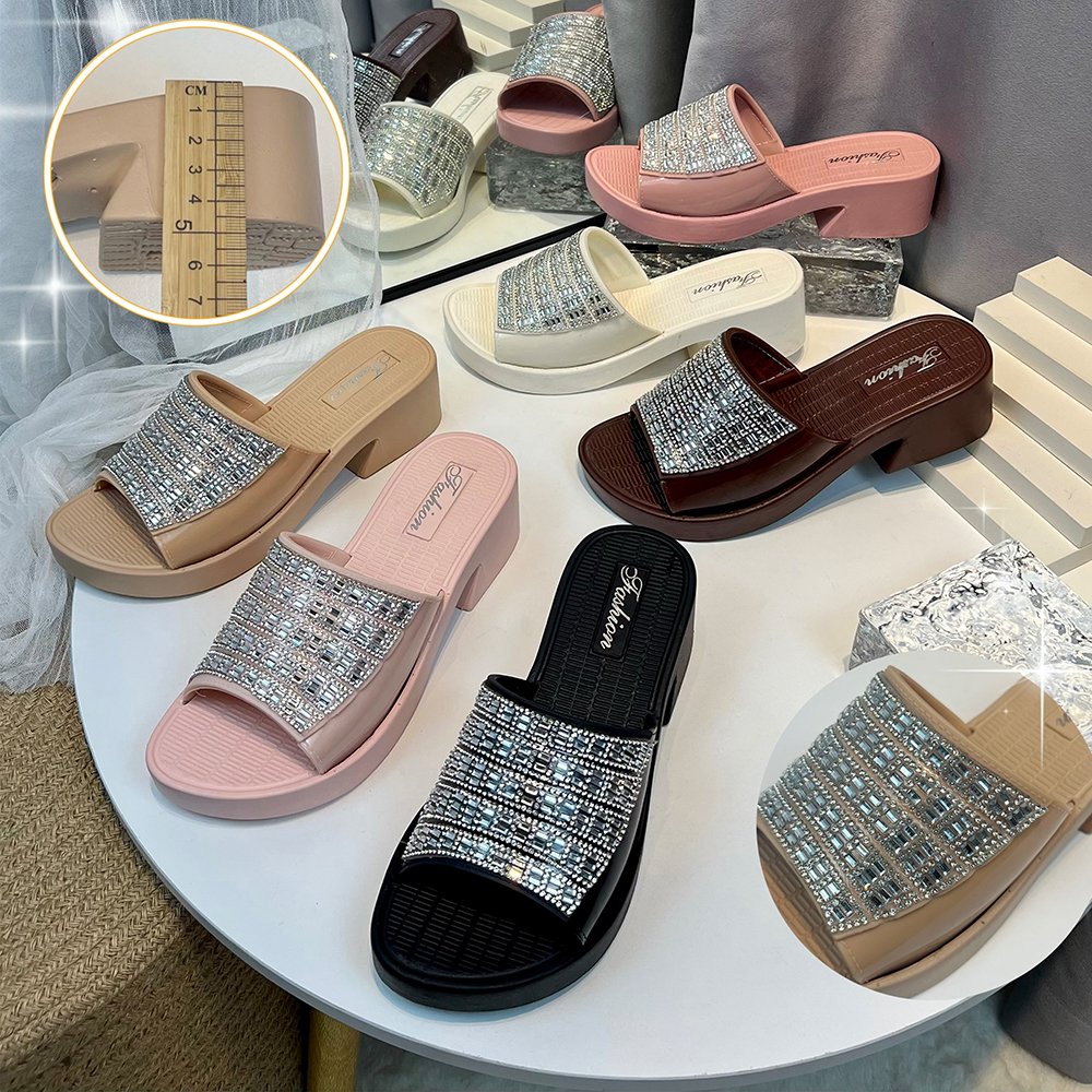 Top fashion ladies luxury brand sandals sandalias para mujer height increasing slide slipper