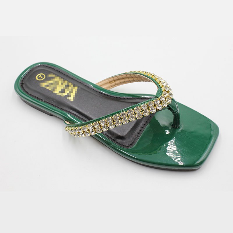 Various color women's rhinestone sandals summer flat shoes casual slippers rubber custom flip flops women footwear