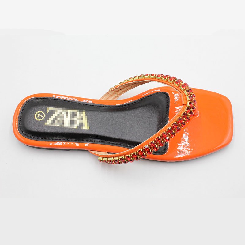 Various color women's rhinestone sandals summer flat shoes casual slippers rubber custom flip flops women footwear