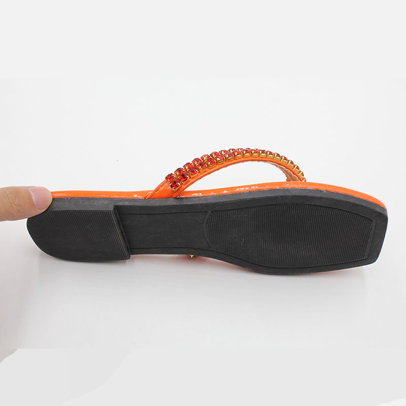 Various color women's rhinestone sandals summer flat shoes casual slippers rubber custom flip flops women footwear