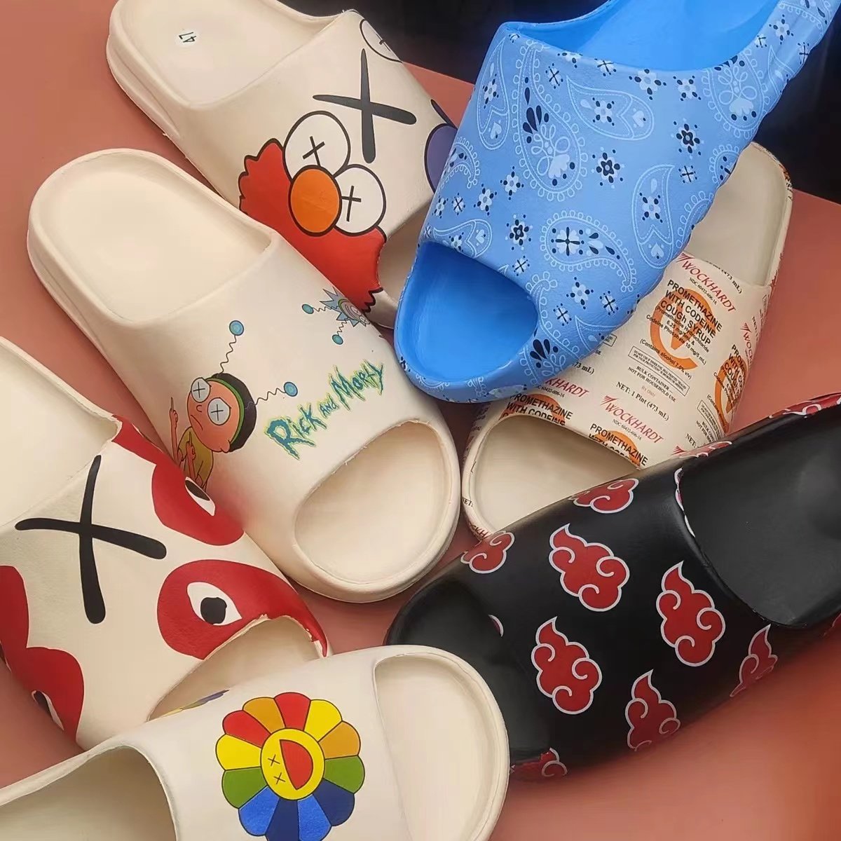 L&J Shoe LOW MOQ EVA Durable Designer Soft YZ Slides Custom Logo, Cloud Foam Custom Full Printing Slides Slippers