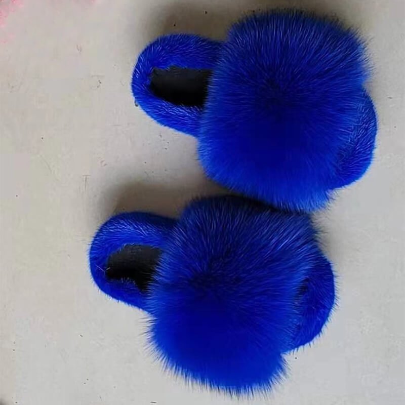 2021 Woman's Slippers Sandals New Custom Real Mink Slides Luxury Fox Fur Sandals Slides Slippers For Women Fur