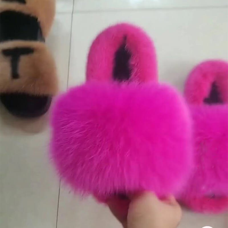 2021 Woman's Slippers Sandals New Custom Real Mink Slides Luxury Fox Fur Sandals Slides Slippers For Women Fur