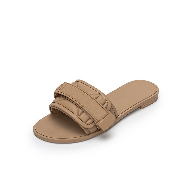 Wholesale designer brand shoes fashion ladies black flat sandals luxury slides slippers for women