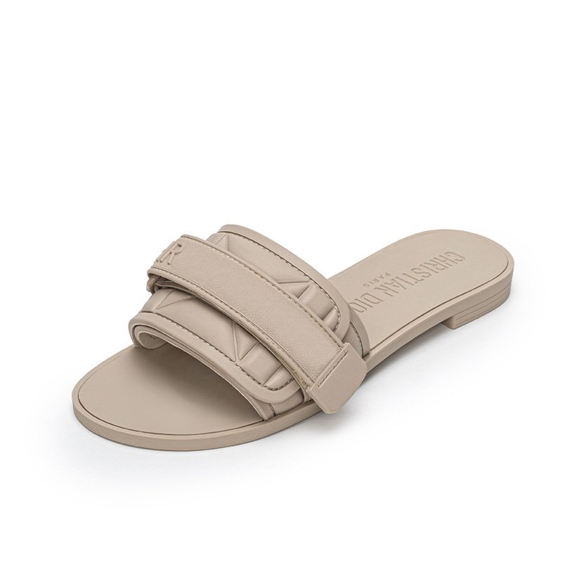 Wholesale designer brand shoes fashion ladies black flat sandals luxury slides slippers for women