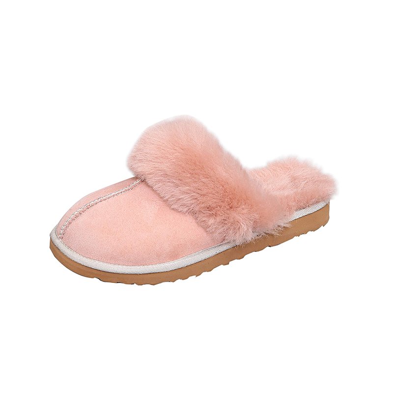 Luxury Style Warm Soft Warm House Shoes Flat Indoor Fur Slides Indoor Bedroom Winter Slippers for Ladies