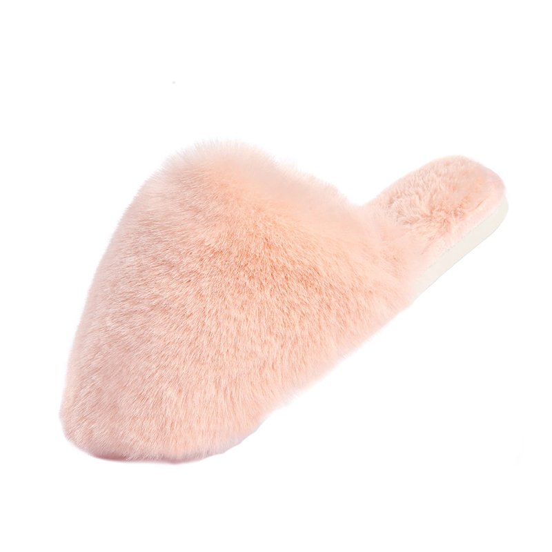 Luxury Style Warm Soft Warm House Shoes Flat Indoor Fur Slides Indoor Bedroom Winter Slippers for Ladies