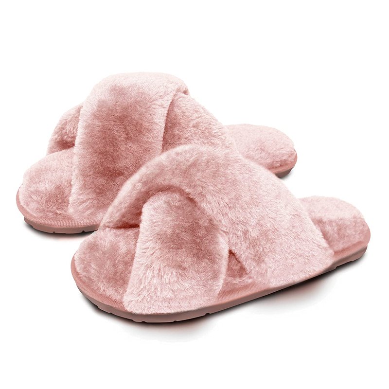 Luxury Style Warm Soft Warm House Shoes Flat Indoor Fur Slides Indoor Bedroom Winter Slippers for Ladies