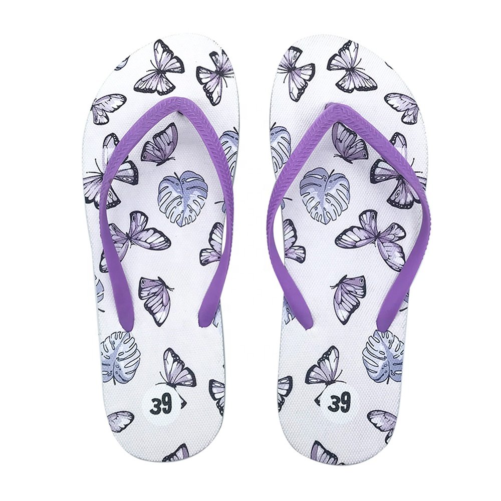 Thong Slippers Summer Beach Custom LOGO Women PVC Flip Flops High Quality Cheap Customized Flip flop for Women Floral Printing