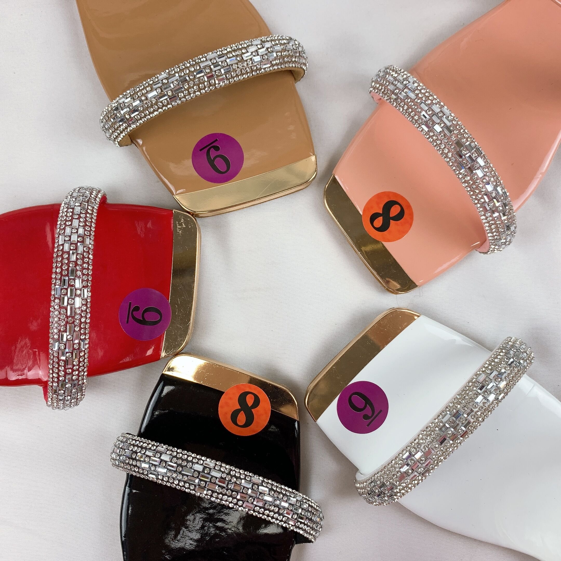 New Arrival Patent Leather Diamonds Strap Good Quality Shining Ladies Slippers