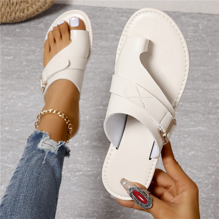 2024 new design Women's Fashion pu Faux Leather Slide flat Slippers Anti-Slippery Flip-Flops for Outdoor Use for Summer