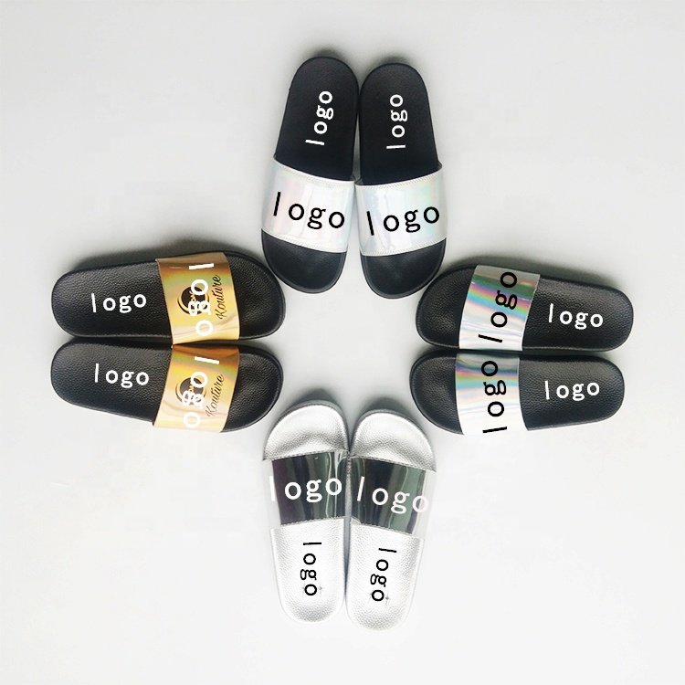 Slides With Logo Comfortable Indoor Outdoor Slides For Women Custom Plain Slides Rubber Slippers For Men With Logo