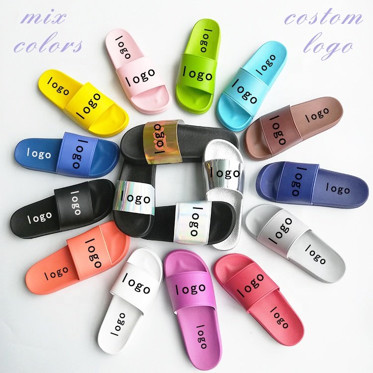 Slides With Logo Comfortable Indoor Outdoor Slides For Women Custom Plain Slides Rubber Slippers For Men With Logo
