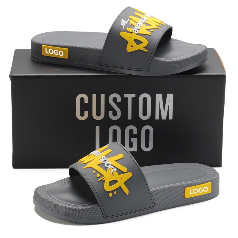Henghao Factory Wholesale New Style Sandal Custom Oem Pu Sole 3d Rubber Logo Comfy Design Your Logo Custom Slides With Padding