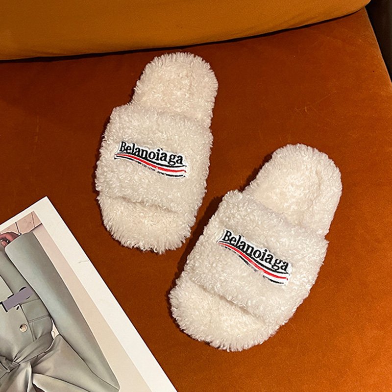 2024 fashion luxury fur wool sliders women fashion shoes slippers open toe plush slipper