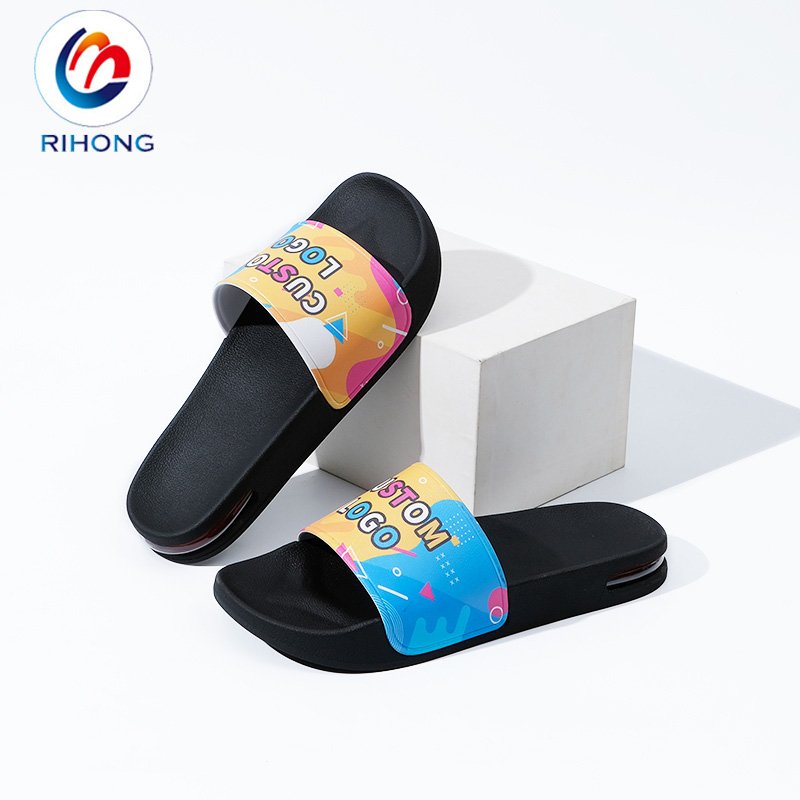 Guangzhou manufacture 3d raiser logo comfortable slip on eva women's custom slides slippers