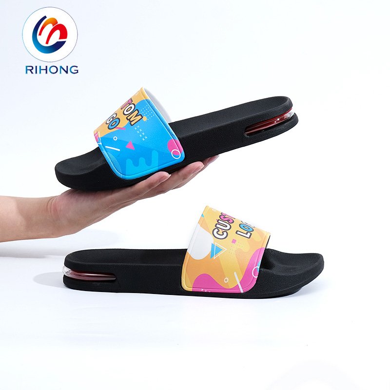 Guangzhou manufacture 3d raiser logo comfortable slip on eva women's custom slides slippers