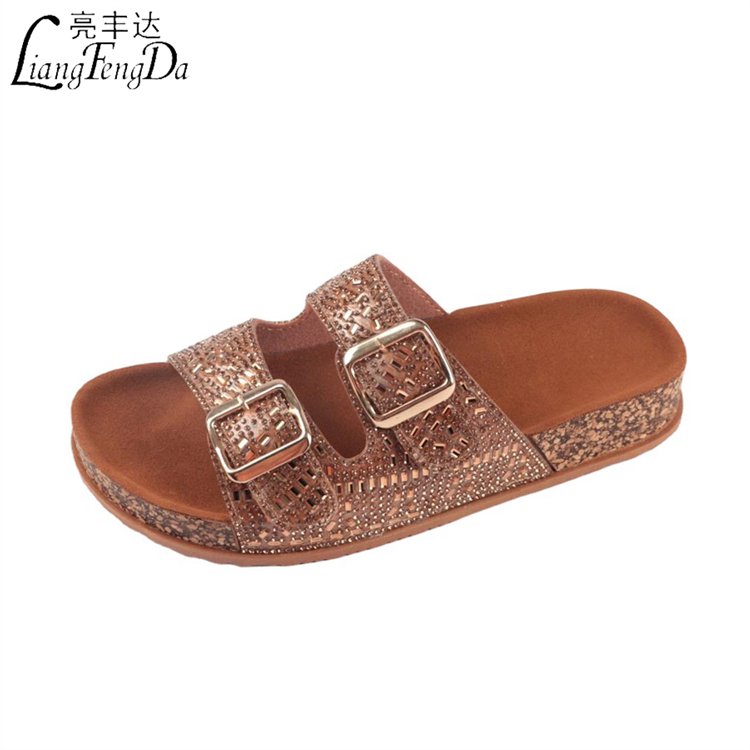 Flat Cork Slippers Luxury Slides Slippers with Pearl Heel Protection Chinese for Women Customized Supplier Wholesale Outdoor PVC