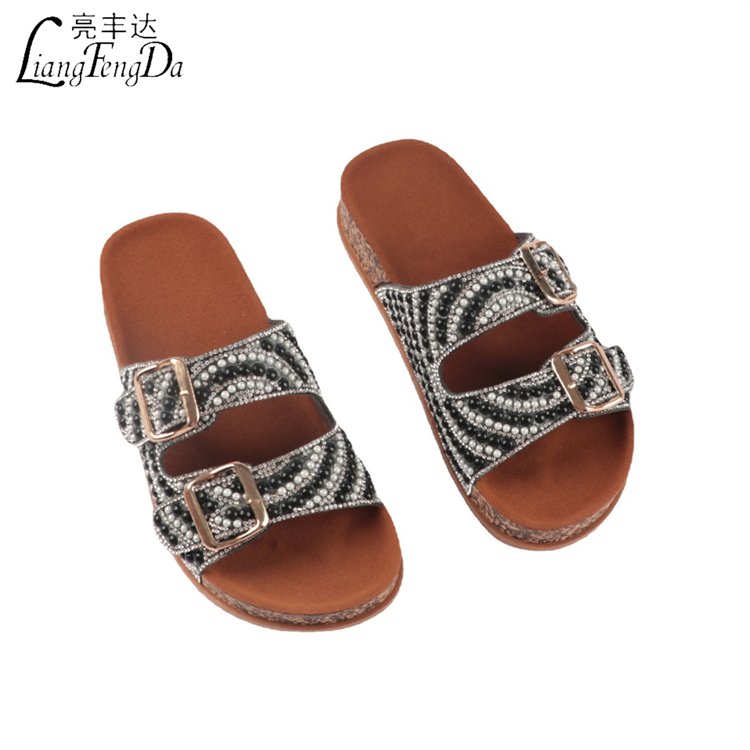 Flat Cork Slippers Luxury Slides Slippers with Pearl Heel Protection Chinese for Women Customized Supplier Wholesale Outdoor PVC