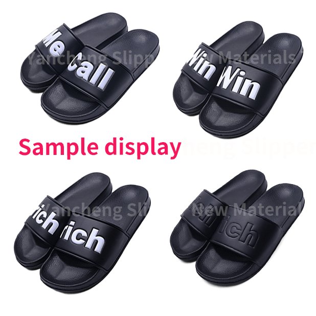 Personal Designer high quality luxury men's slippers logo branded black rubber slides slippers outdoors beach
