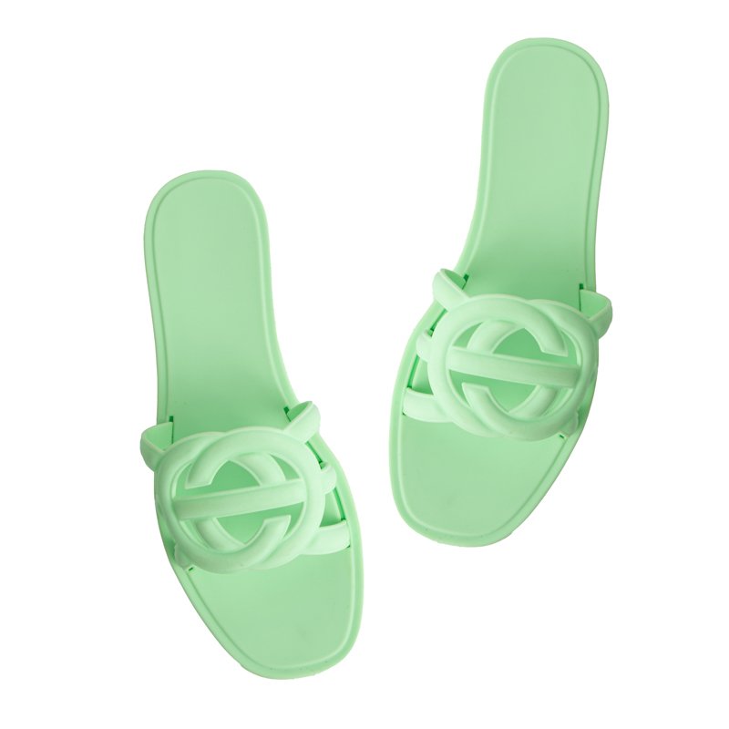 High Quality Cheap Wholesale Custom Outdoor Square Toe Summer Beach Slides Slippers Flat Jelly Sandals for women and ladies