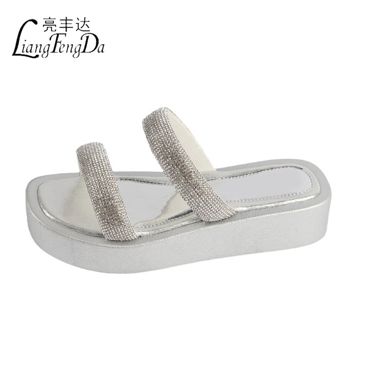 designer sandals Wholesale Summer Diamond Shinny Female Women's Slippers Colorful Platform Ladies Sandals heel protection
