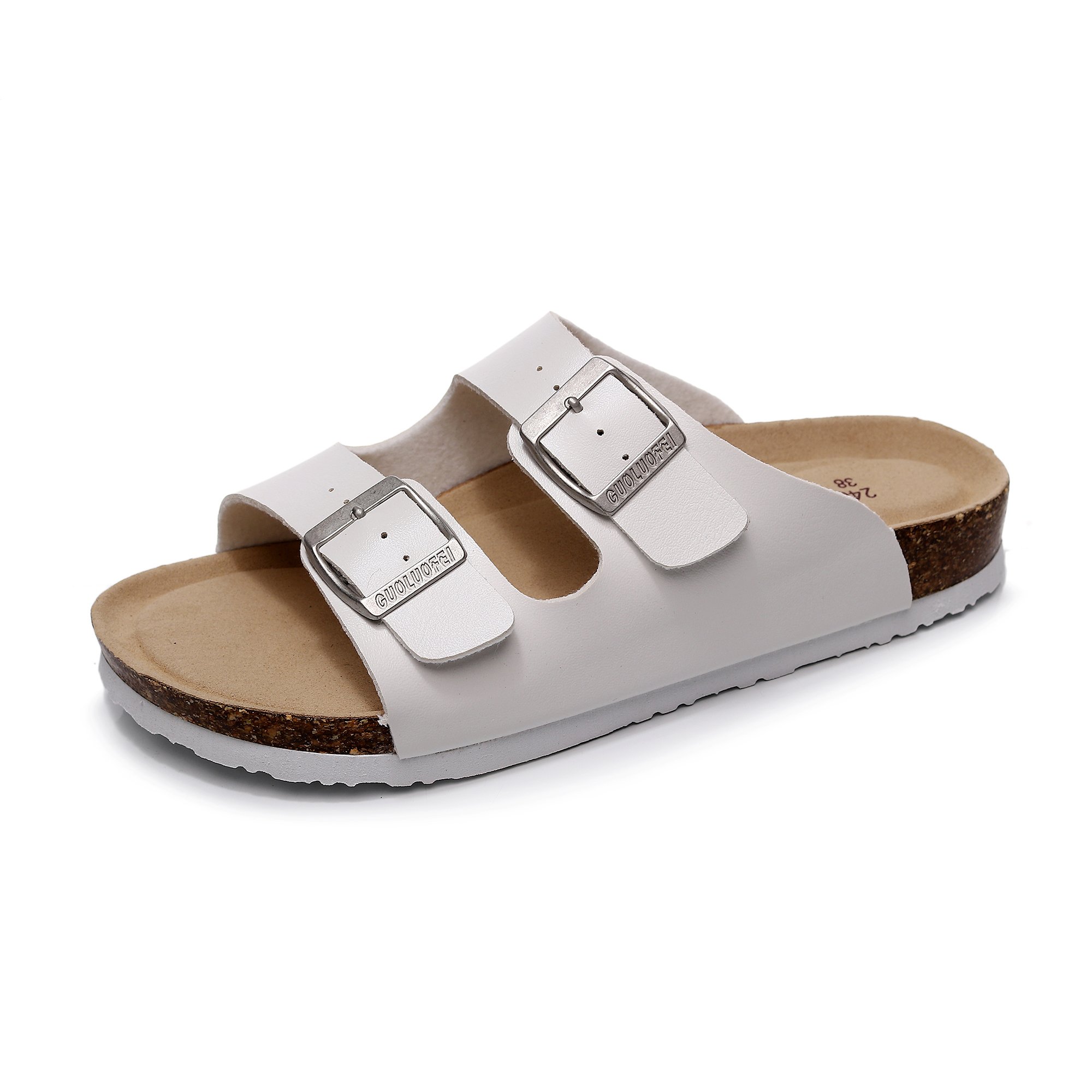 Women's Elegant Cork sole Slides with Adjustable Buckles Slip-on Slippers Open Toe Fabric Material for Summer Casual Wear