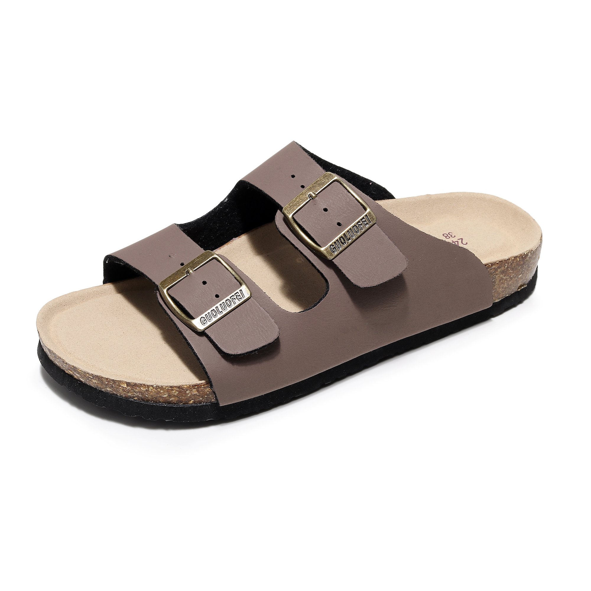 Women's Elegant Cork sole Slides with Adjustable Buckles Slip-on Slippers Open Toe Fabric Material for Summer Casual Wear