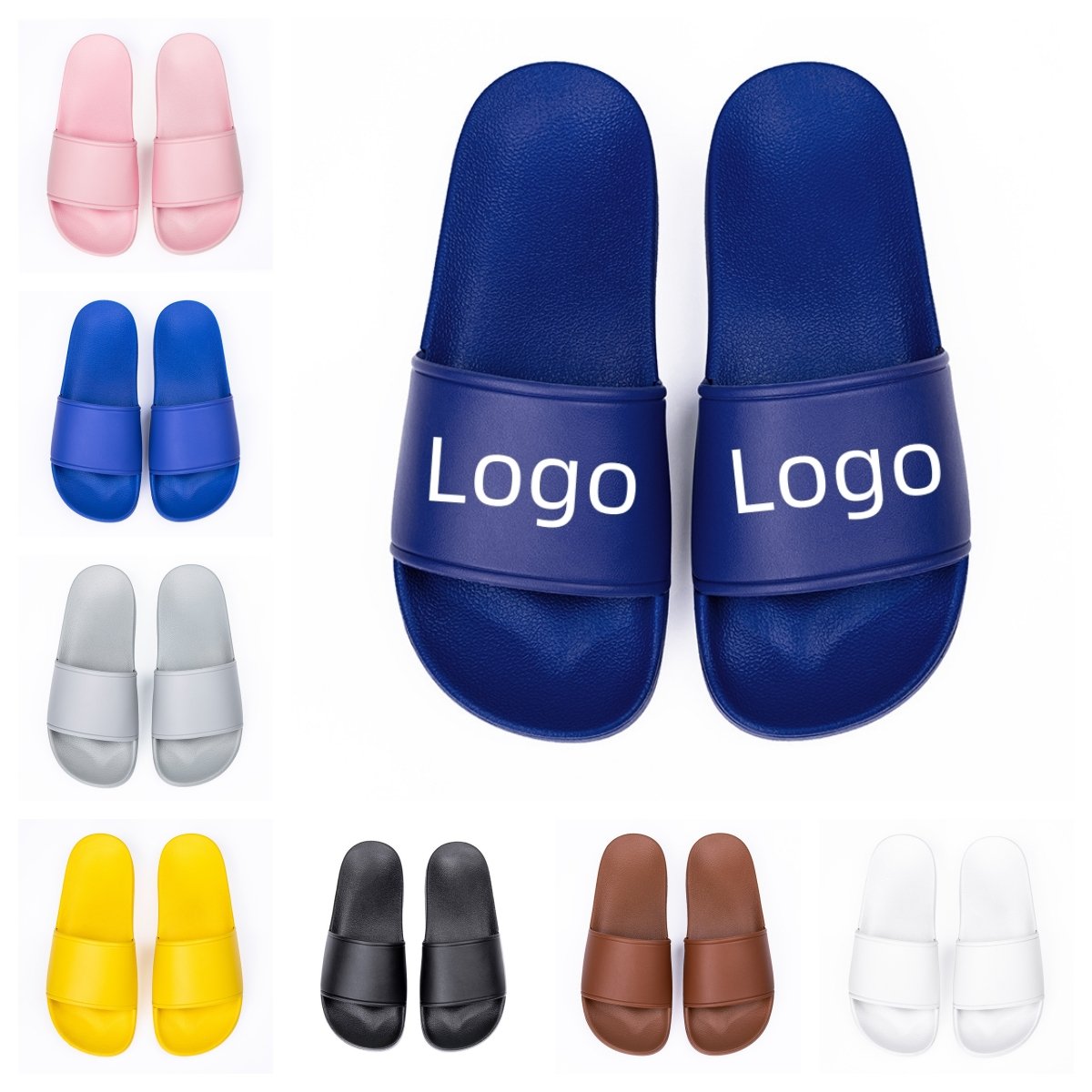 Wholesale Customize black summer Adult Slippers Pvc Men Plain Blank Slipper unisex custom logo slides men with logo