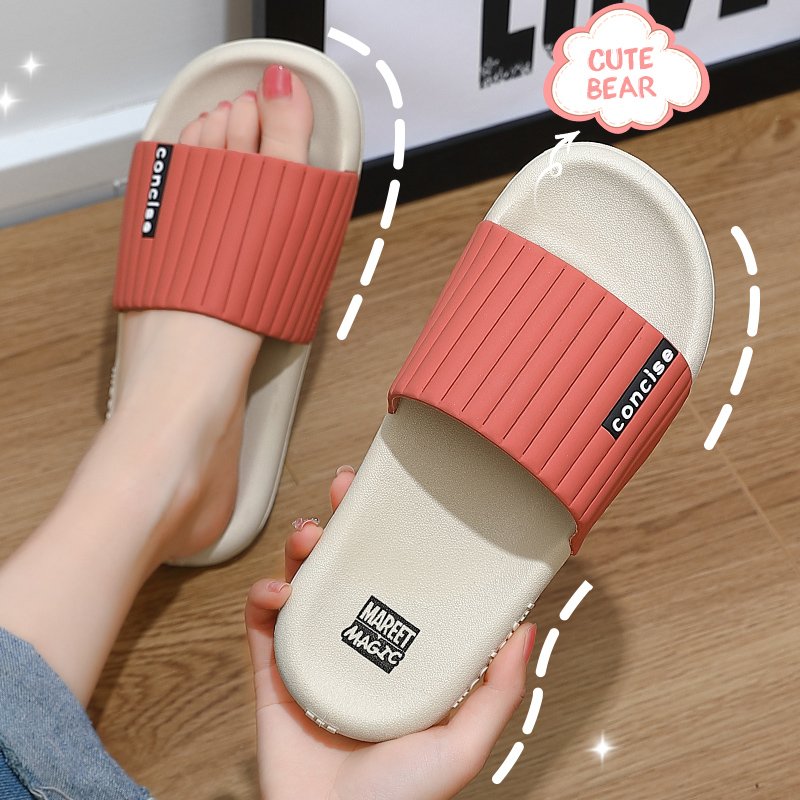 Couple Macaroon Color Concise Style Home Slippers Thick Sole shower Anti-slip Slides Outdoor waterproof Sandals