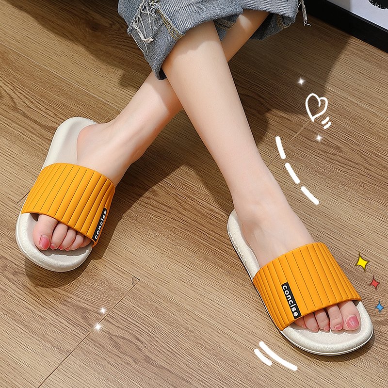 Couple Macaroon Color Concise Style Home Slippers Thick Sole shower Anti-slip Slides Outdoor waterproof Sandals