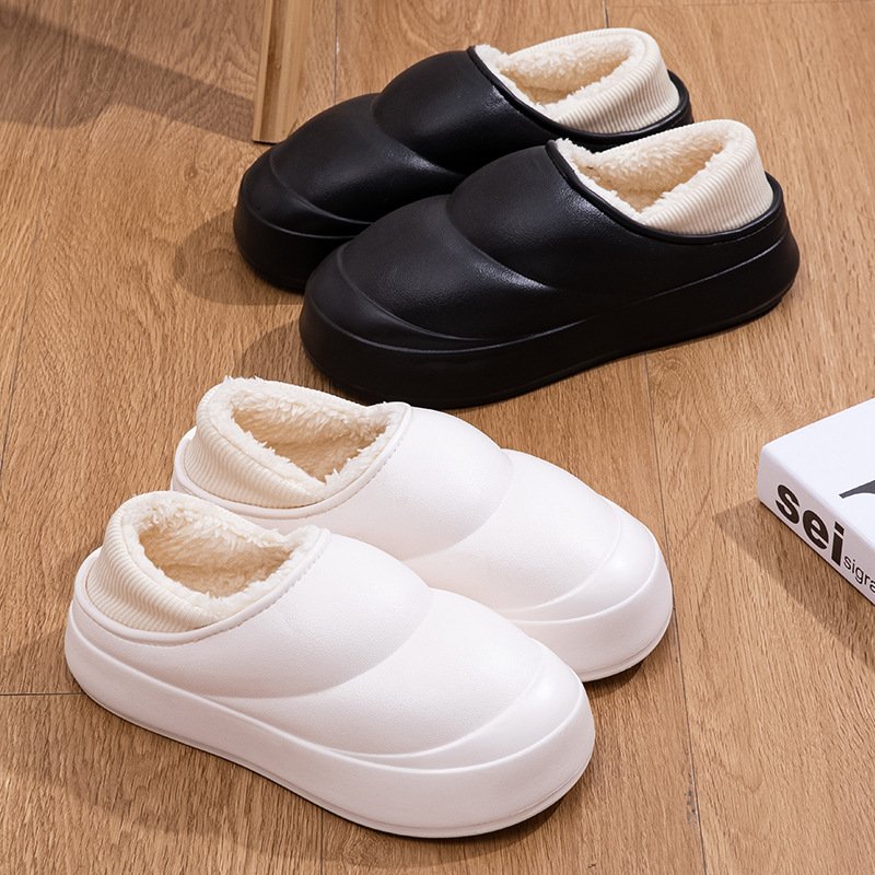 Women's Winter Cotton Slippers with Thickened EVA Design Non-Slip Warmth for Rooms High Heel Shoe