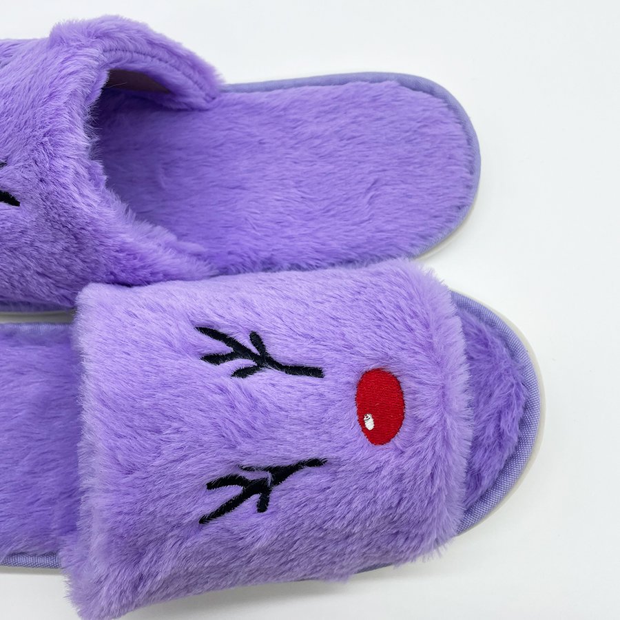 Hot Seller Elk Deer Plush Shoes Slippers Super Soft Christmas Winter Indoor Soft Non-slip Slippers For Adults