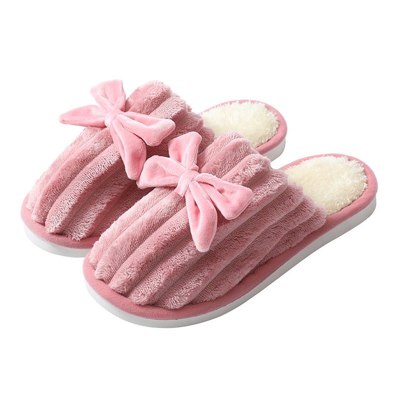 New Arrival Home Ladies Bedroom Comfy Fashion Trendy Women Designer Bow Fashion Fur Plush Slides Slippers