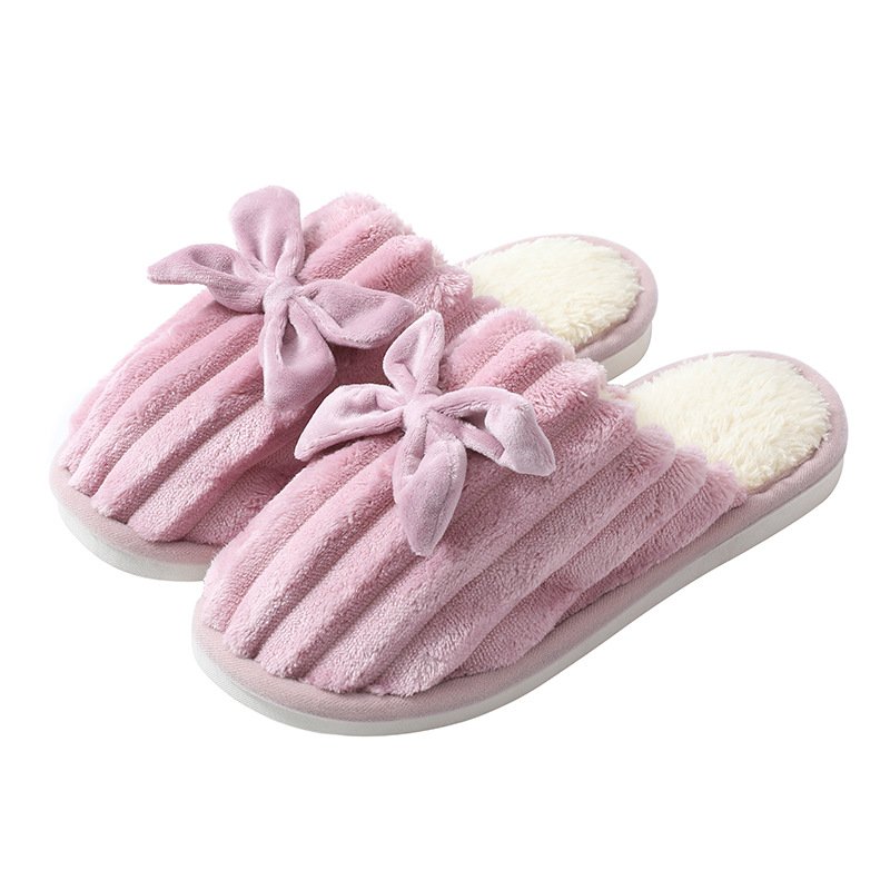 New Arrival Home Ladies Bedroom Comfy Fashion Trendy Women Designer Bow Fashion Fur Plush Slides Slippers