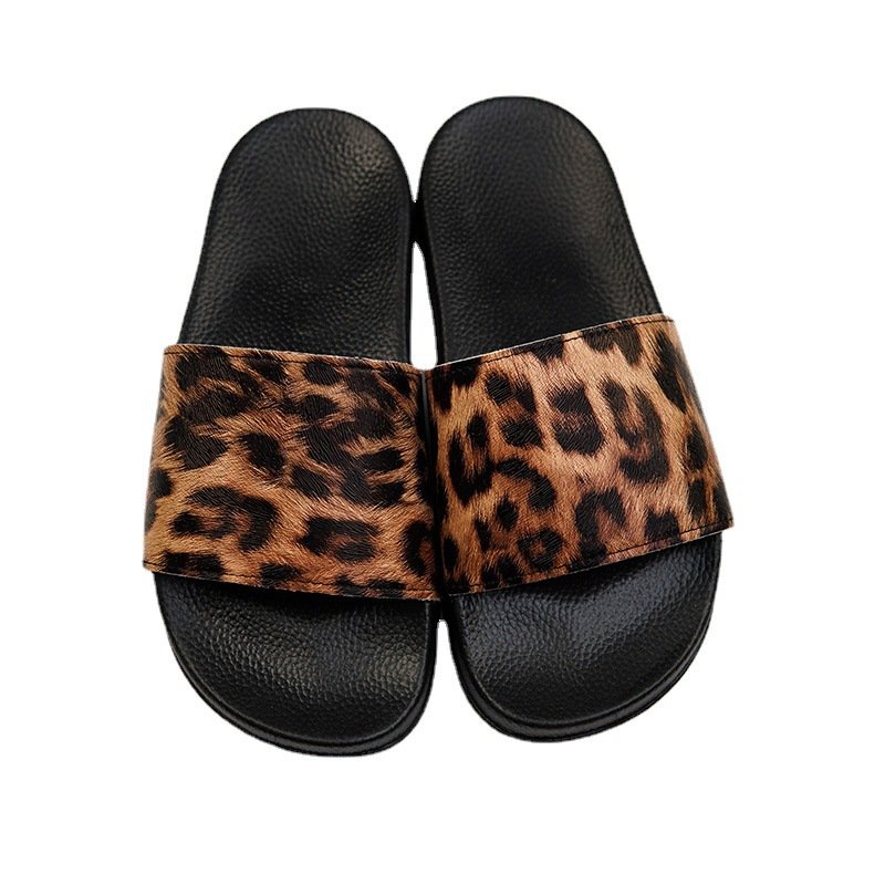 2022 Summer New Design Leopard Pattern Non-slip PVC Slides Slippers For Ladies Indoor And Outdoor One Word Beach Slippers
