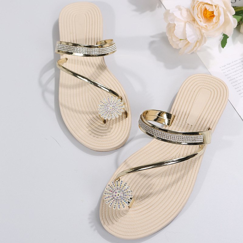 New Bling Sliver Rhinestone Women Slippers Flip-flops Ladies Summer Beach Slide Slippers Sandals Female Girls Flat Slippers