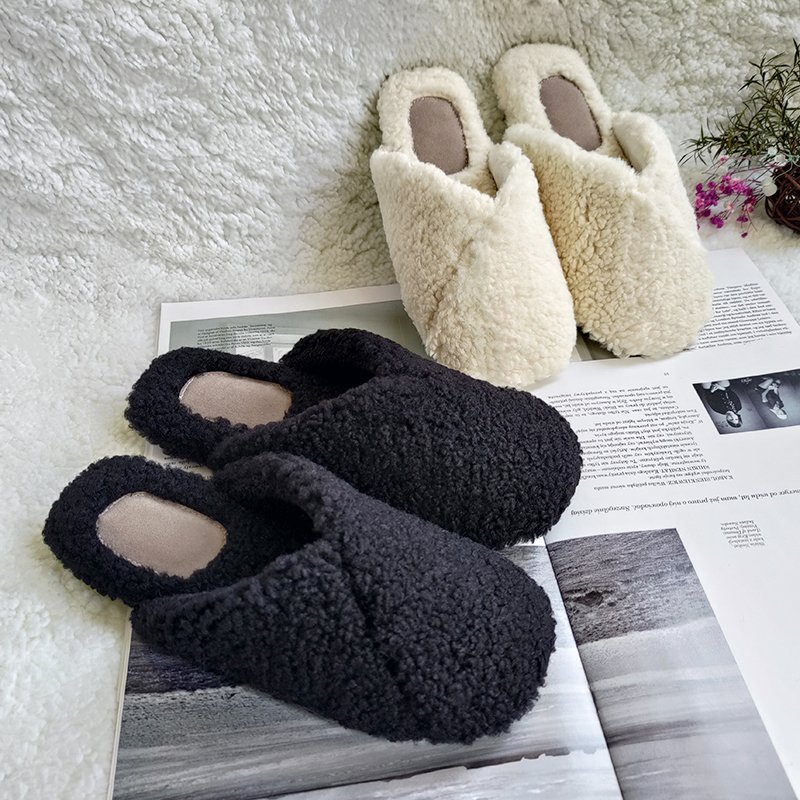 Simple warm cotton slippers women winter fashion home non-slip thick bottom plush slippers