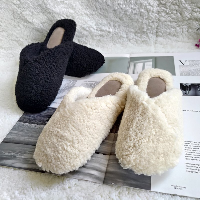 Simple warm cotton slippers women winter fashion home non-slip thick bottom plush slippers