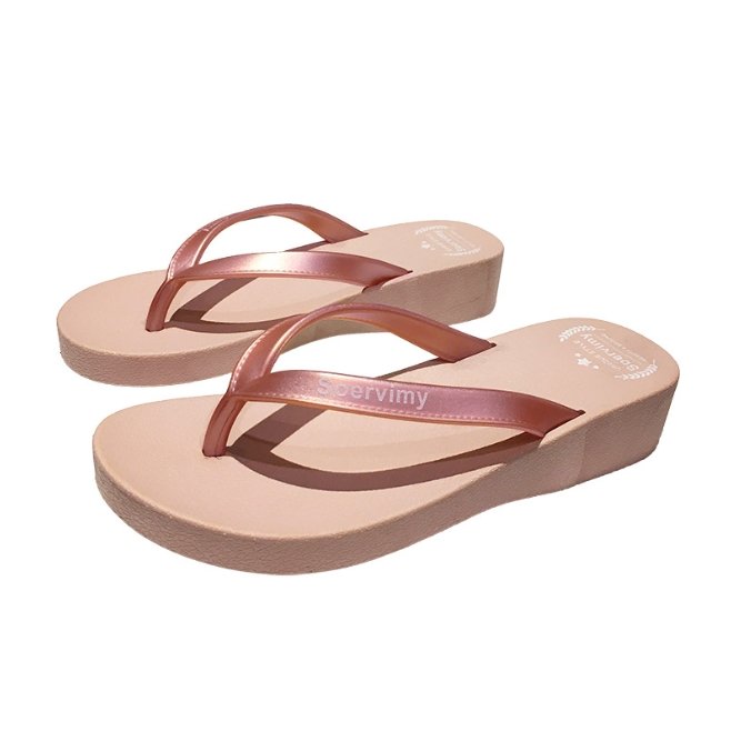 Wholesale Women Sandals Fashion Slope Heel Flip Flops Mujeres Chancleta Sandalias