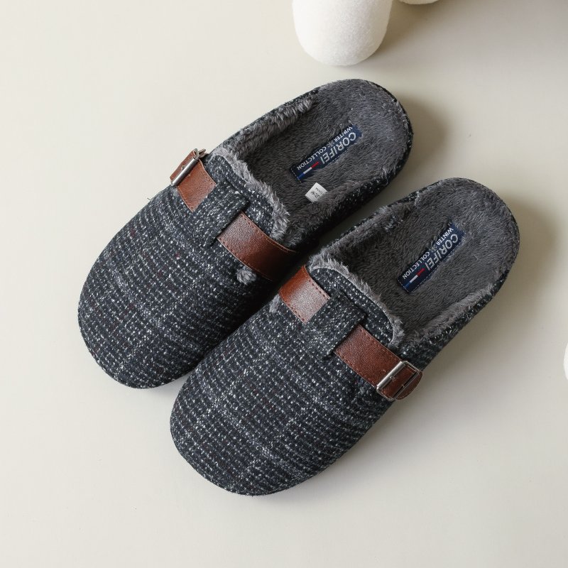Man Winter Slipper Customized Fuzzy Straps Warm Winter Slippers Sandal Slides